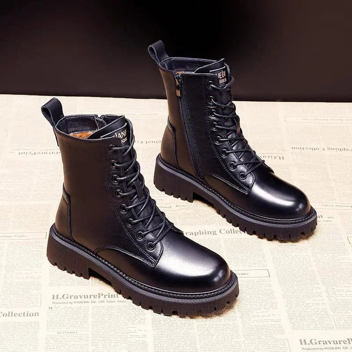 Sarah-Toronto| Black Leather Fur-Lined Insulated Boots
